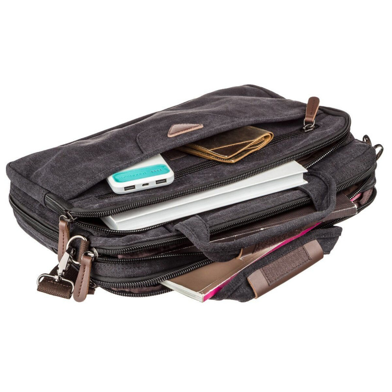 Сумка текстильная для ноутбука на два отделения Vintage Черная