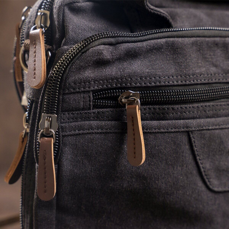 Сумка текстильная для ноутбука на два отделения Vintage Черная