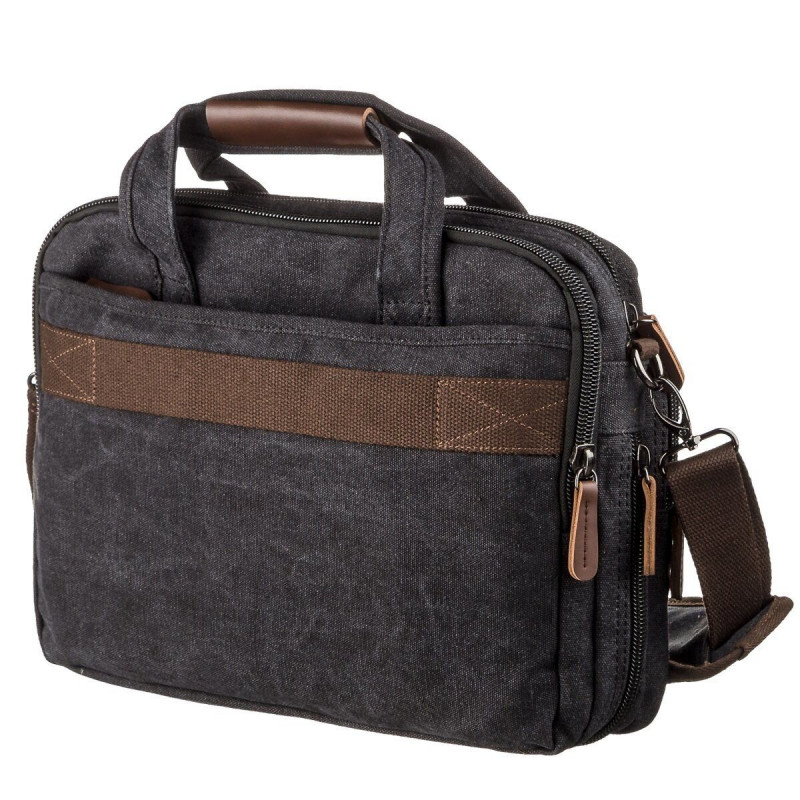 Сумка текстильная для ноутбука на два отделения Vintage Черная
