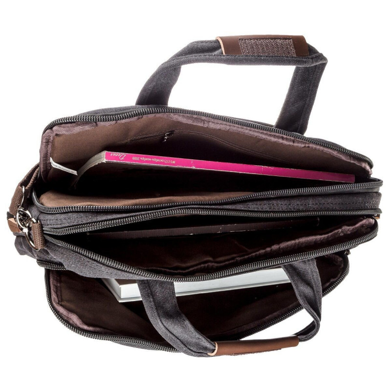 Сумка текстильная для ноутбука на два отделения Vintage Черная