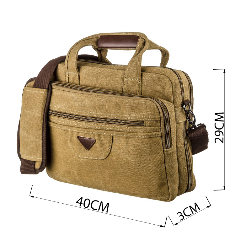 Сумка текстильная для ноутбука на два отделения Vintage Хаки