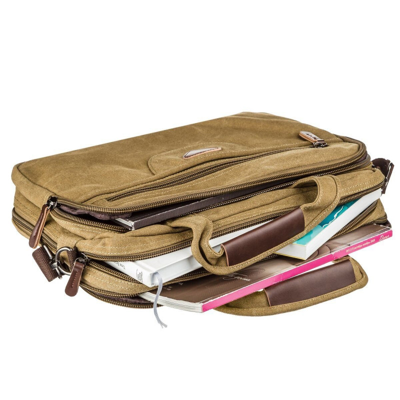 Сумка текстильная для ноутбука на два отделения Vintage Хаки