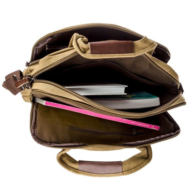 Сумка текстильная для ноутбука на два отделения Vintage Хаки