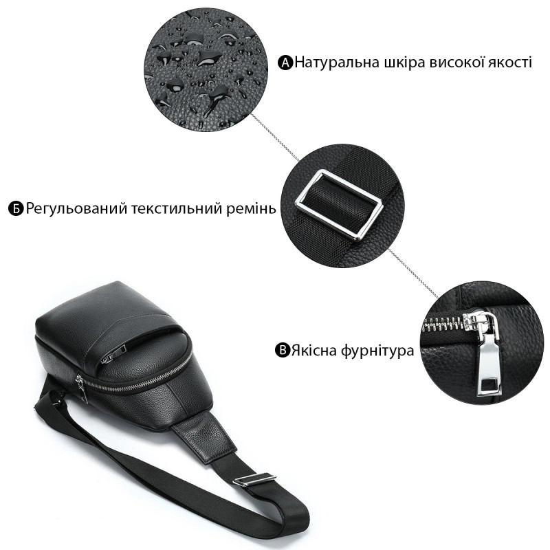 Сумка через плечо мужская Vintage Черная