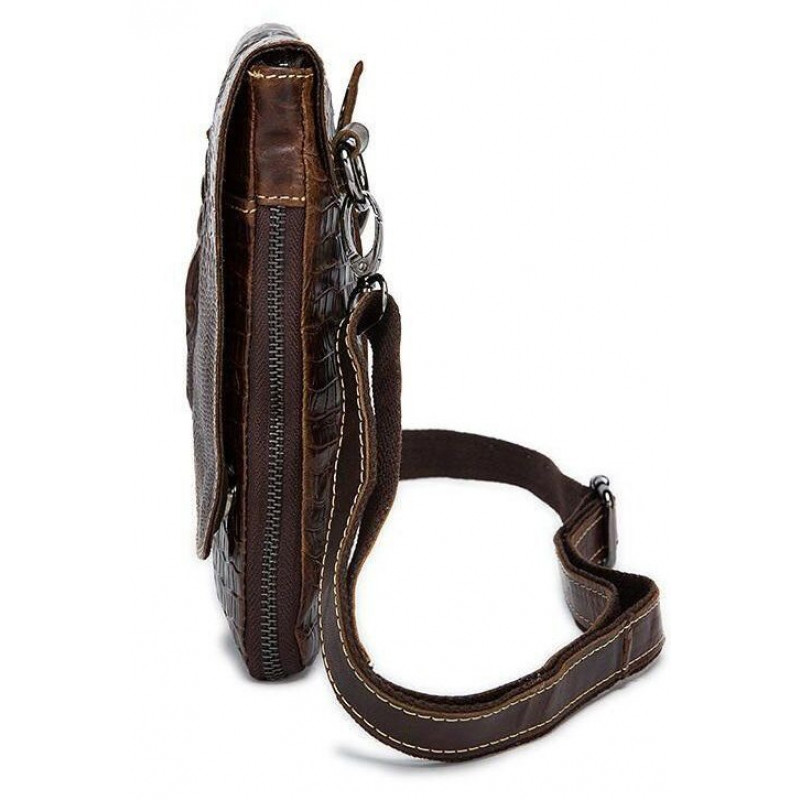 Сумка-мессенджер тиснение под экзотику Vintage Коричневая