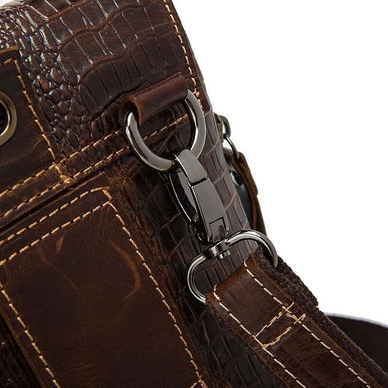 Сумка-мессенджер тиснение под экзотику Vintage Коричневая