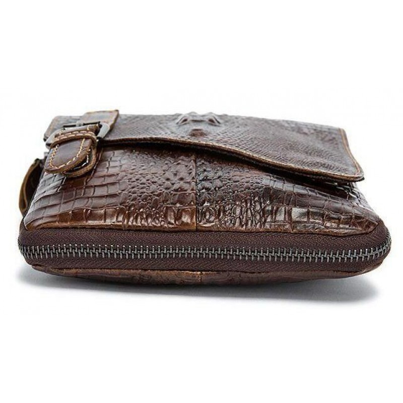 Сумка-мессенджер тиснение под экзотику Vintage Коричневая