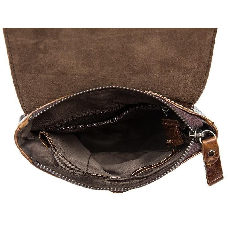 Сумка-мессенджер тиснение под экзотику Vintage Коричневая