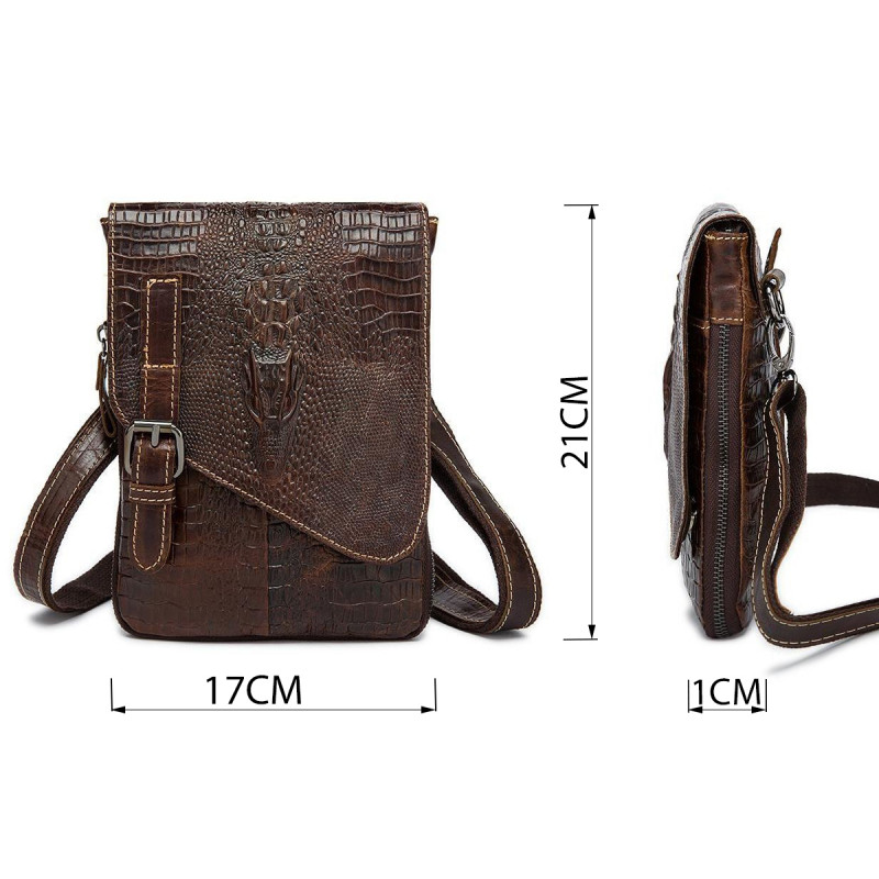 Сумка-мессенджер тиснение под экзотику Vintage Коричневая