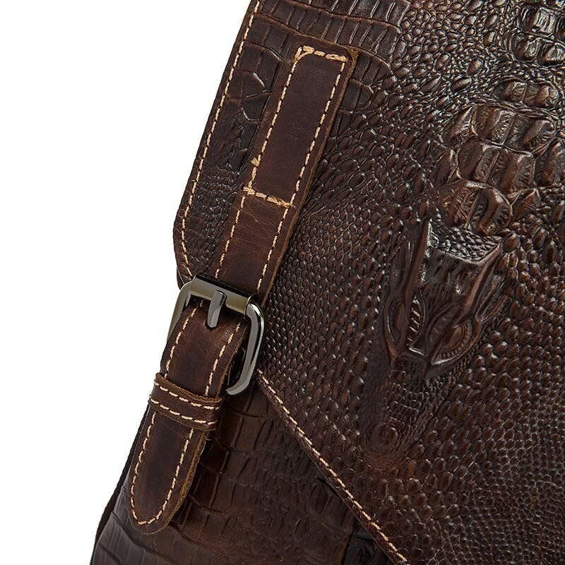 Сумка-мессенджер тиснение под экзотику Vintage Коричневая