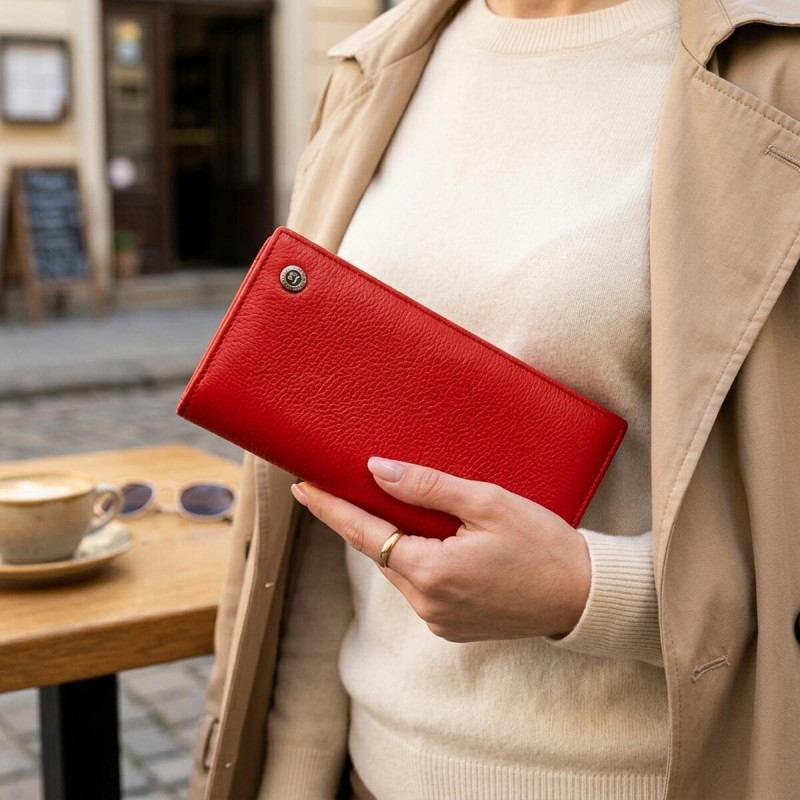 Женский вместительный кошелек ST Leather Красный