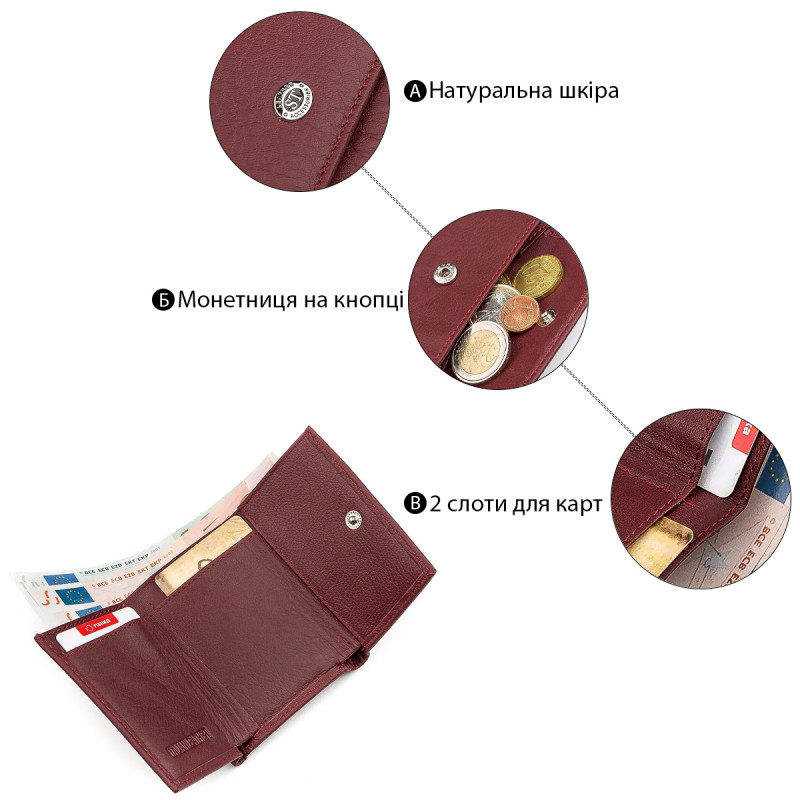 Гаманець ST Leather (ST) шкіряний Бордовий