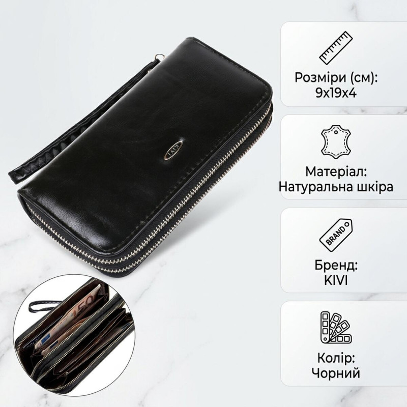 Гаманець жіночий з екокожі KIVI Чорний