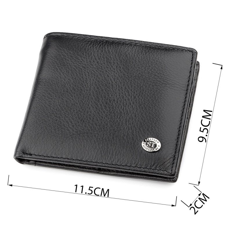 Мужской купюрник ST Leather (ST) кожаный Черный