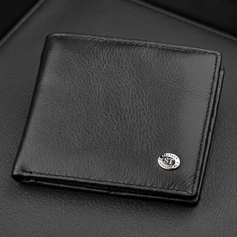 Мужской купюрник ST Leather (ST) кожаный Черный