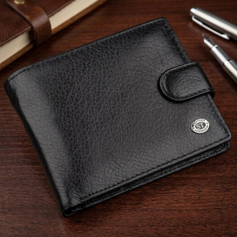 Мужской универсальный кошелек ST Leather Черный