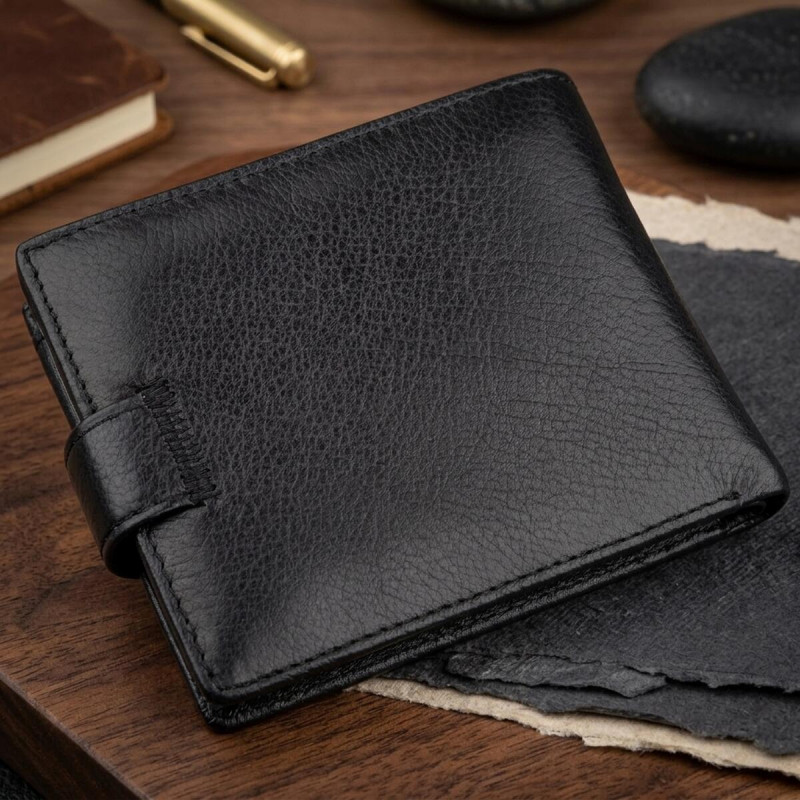 Мужской универсальный кошелек ST Leather Черный