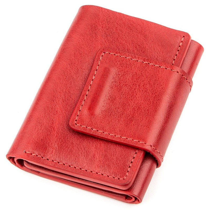 Суворе портмоне жіноче з гладкої шкіри GRANDE PELLE Червоне