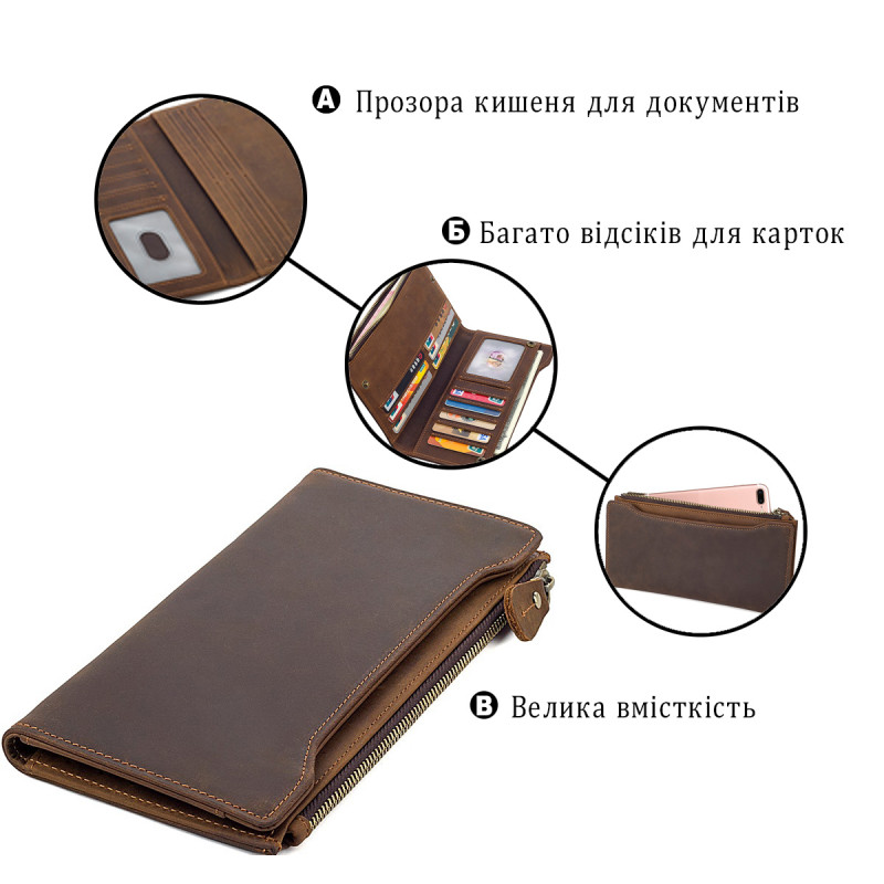 Кошелек Vintage кожаный Коричневый