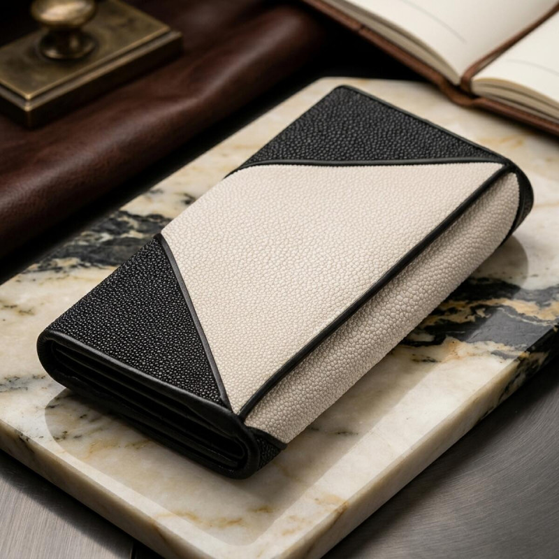 Гаманець жіночий STINGRAY LEATHER з натуральної шкіри морського ската Чорний