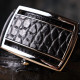 Ремень-автомат CROCODILE LEATHER из натуральной кожи крокодила (каймана) Черный