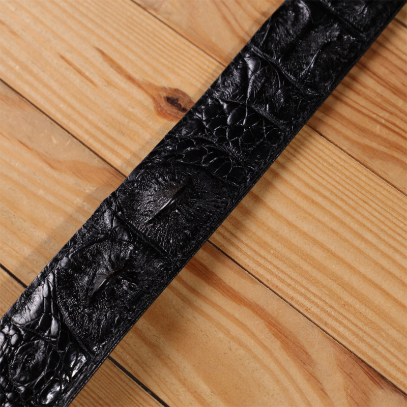 Ремень-автомат CROCODILE LEATHER из натуральной кожи крокодила (каймана) Черный
