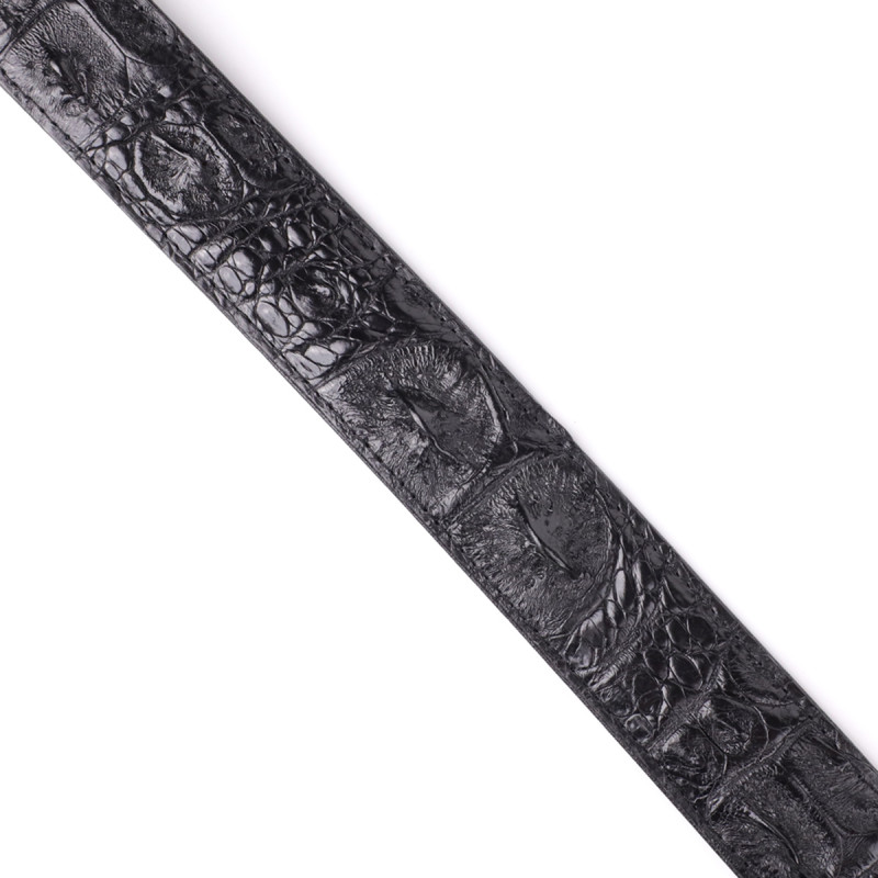 Ремень-автомат CROCODILE LEATHER из натуральной кожи крокодила (каймана) Черный