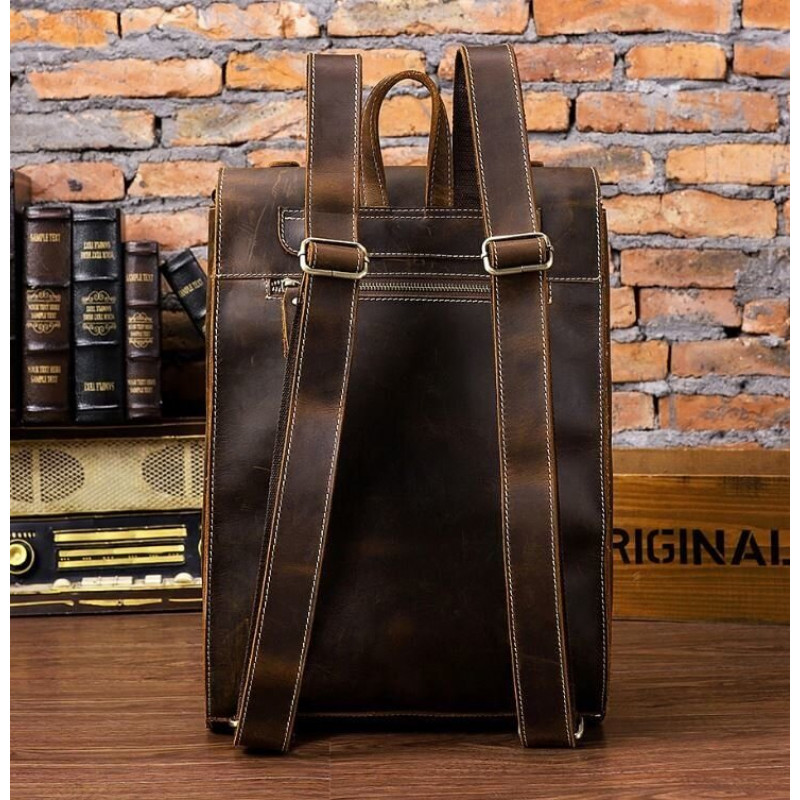Рюкзак кожаный дорожный Vintage Коричневый