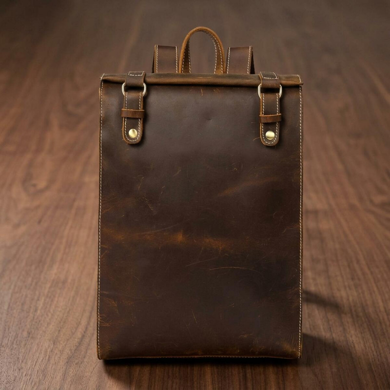 Рюкзак шкіряний дорожній Vintage Коричневий
