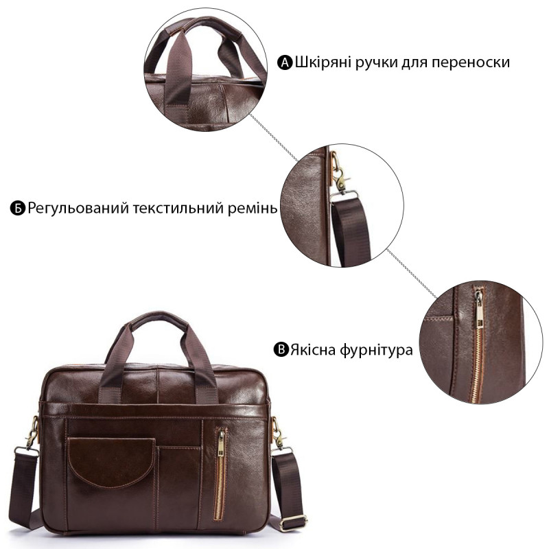 Сумка мужская под ноутбук Vintage Коричневая