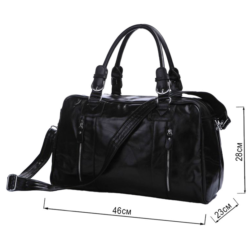 Сумка дорожная Vintage кожаная Черная