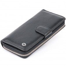 Вертикальный вместительный кошелек из кожи унисекс ST Leather Черный