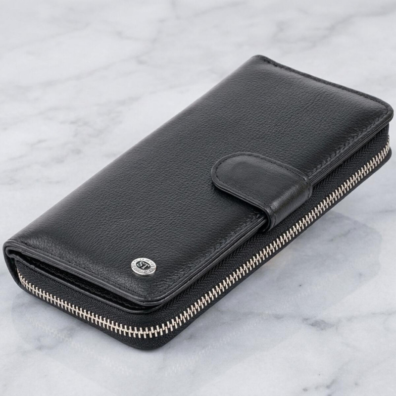 Вертикальний місткий гаманець зі шкіри унісекс ST Leather Чорний