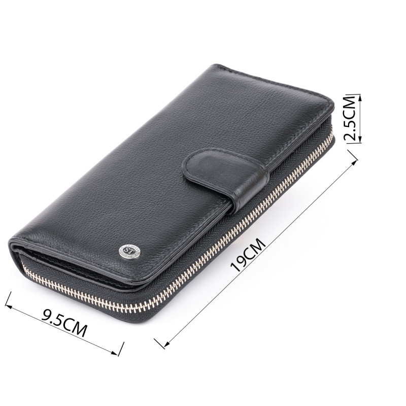 Вертикальный вместительный кошелек из кожи унисекс ST Leather Черный
