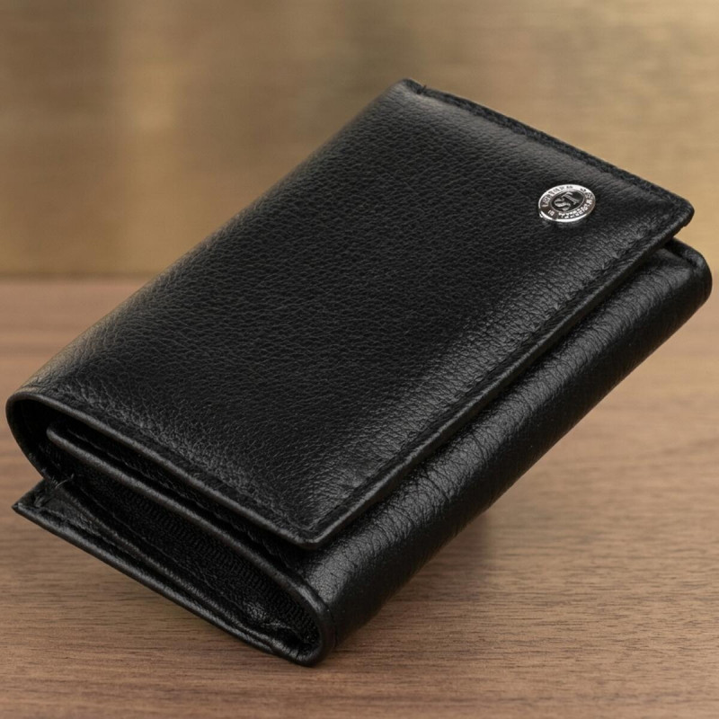 Горизонтальне портмоне зі шкіри унісекс на магніті ST Leather Чорне