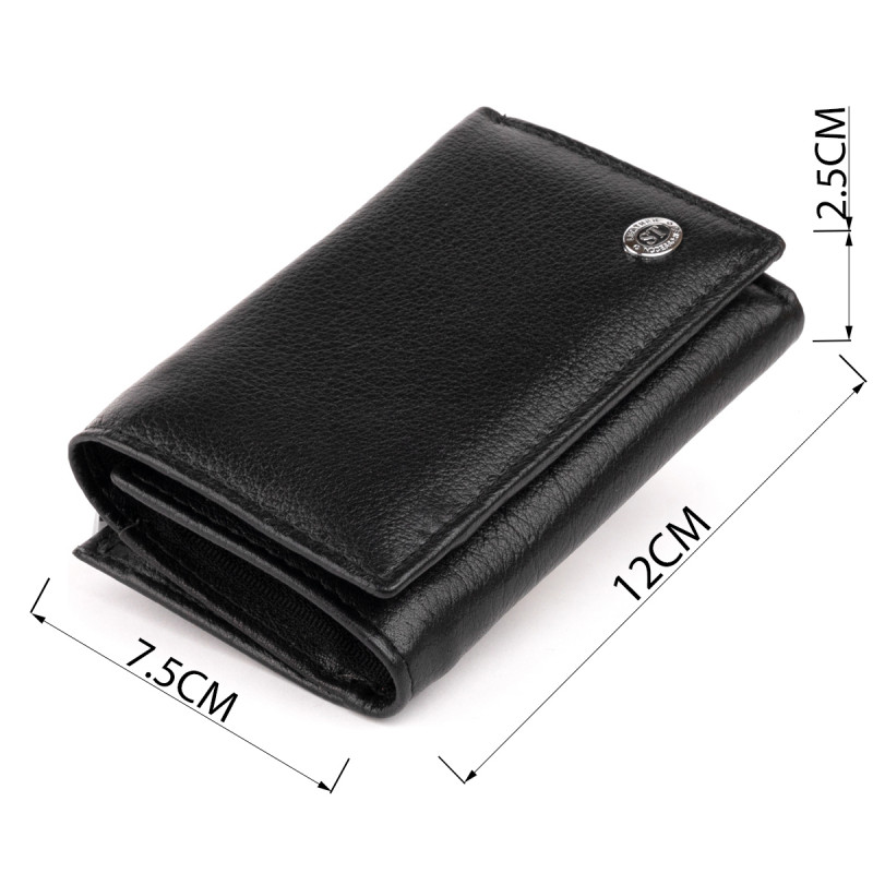 Горизонтальное портмоне из кожи унисекс на магните ST Leather Черное