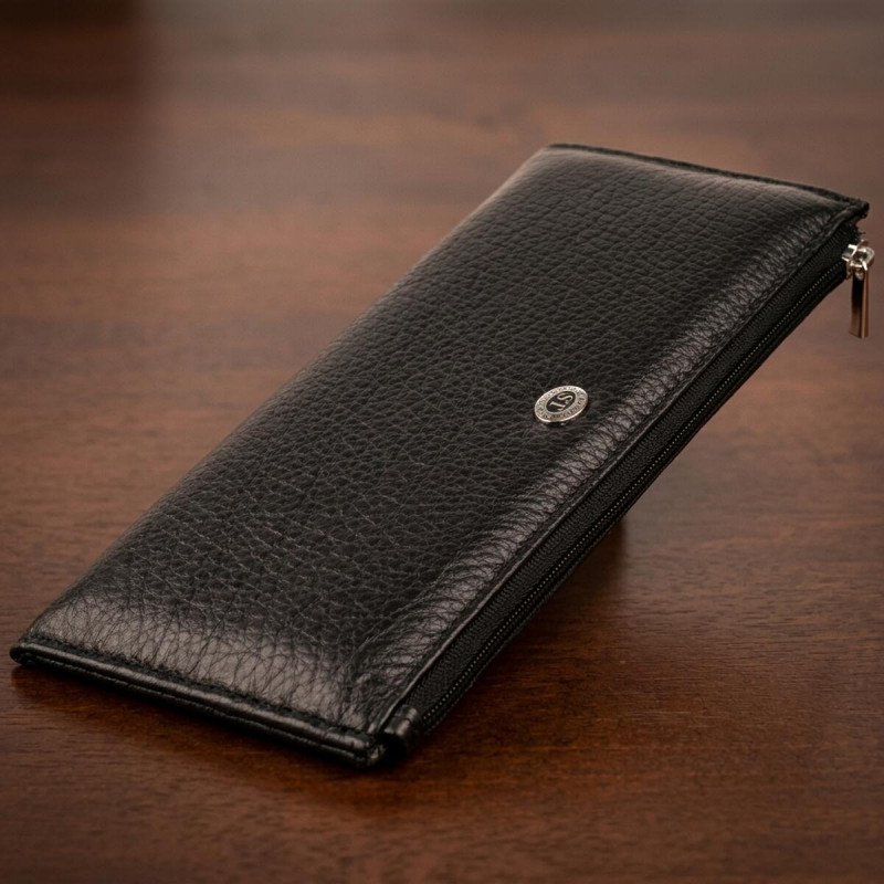 Горизонтальний тонкий гаманець зі шкіри унісекс ST Leather Чорний