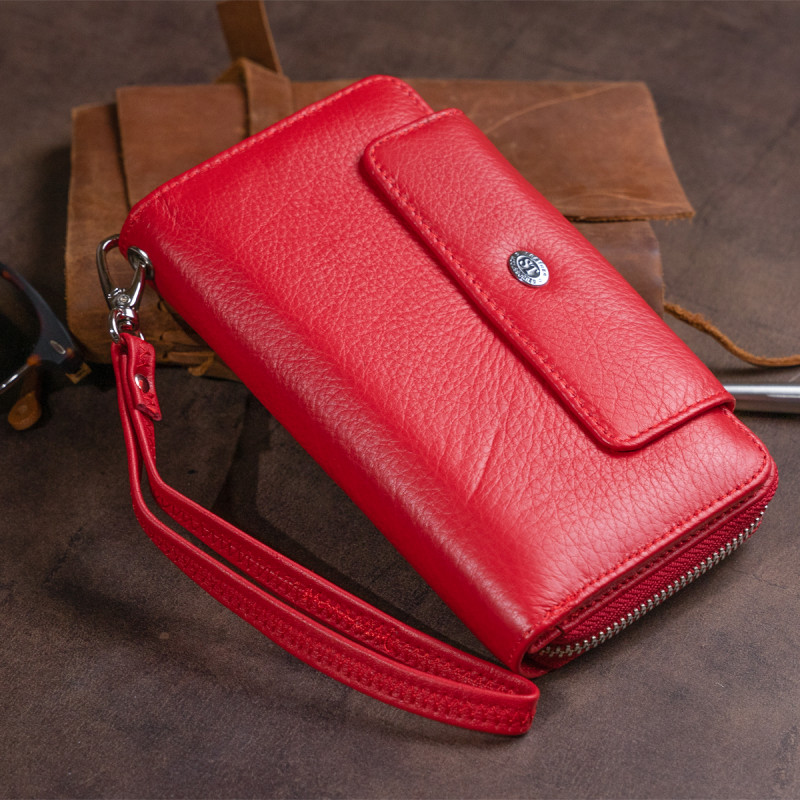 Гаманець зі шкіри на клямці ST Leather Червоний