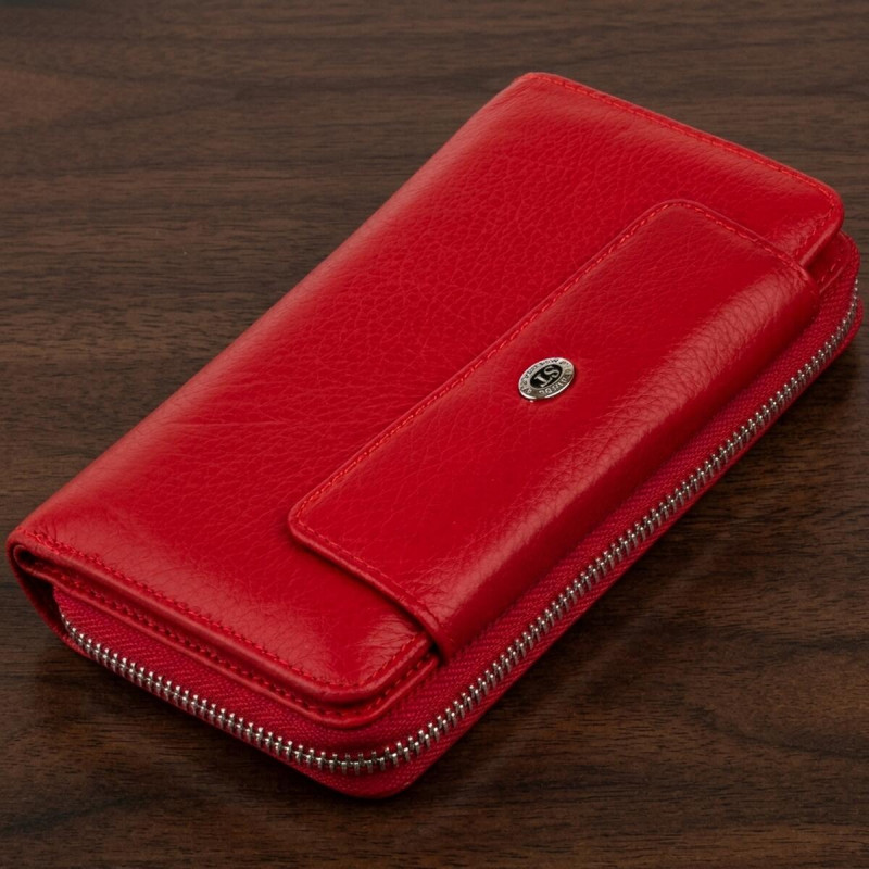 Гаманець зі шкіри на клямці ST Leather Червоний