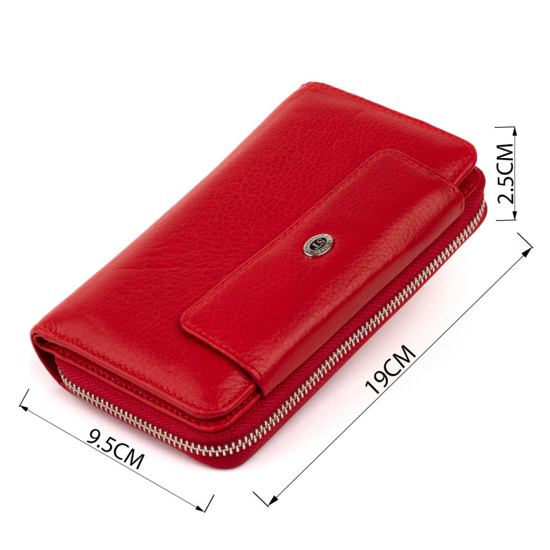 Гаманець зі шкіри на клямці ST Leather Червоний