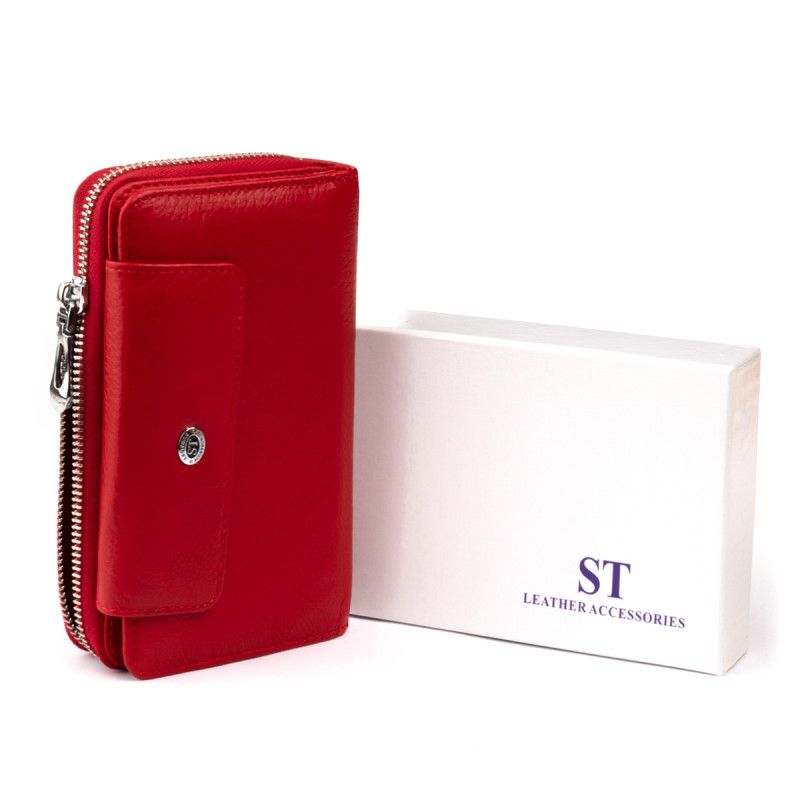 Гаманець зі шкіри на клямці ST Leather Червоний