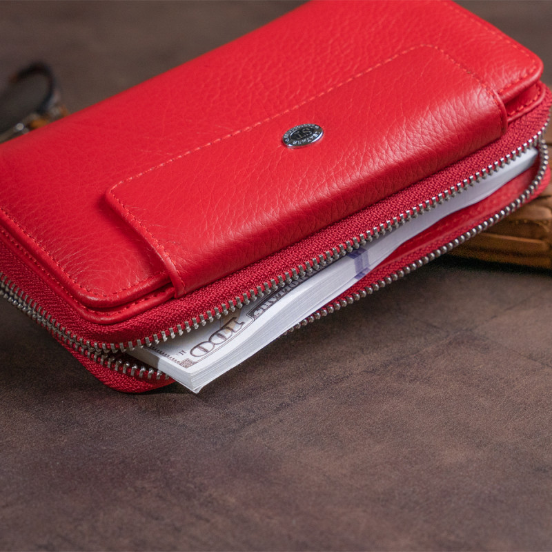 Гаманець зі шкіри на клямці ST Leather Червоний