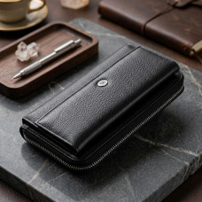 Жіночий шкіряний клатч для карток купюр та документів ST Leather Чорний