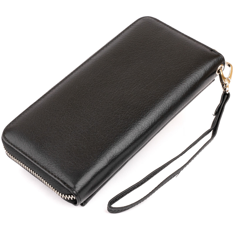 Жіночий шкіряний клатч для карток купюр та документів ST Leather Чорний