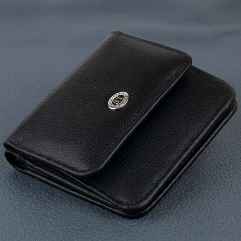Маленький гаманець на кнопці жіночий ST Leather Чорний