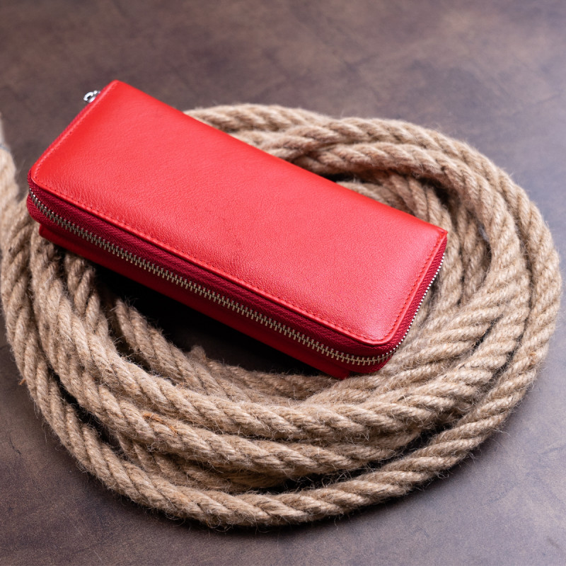 Жіночий шкіряний клатч для карток купюр та телефона ST Leather Червоний
