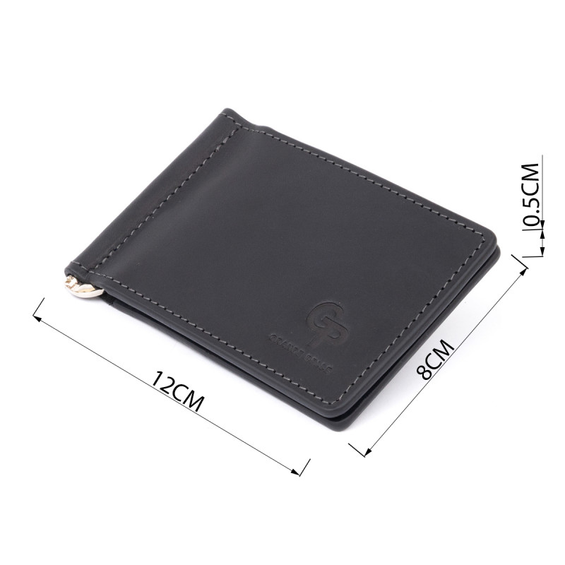 Стильний затискач для грошей без застібки GRANDE PELLE Чорний