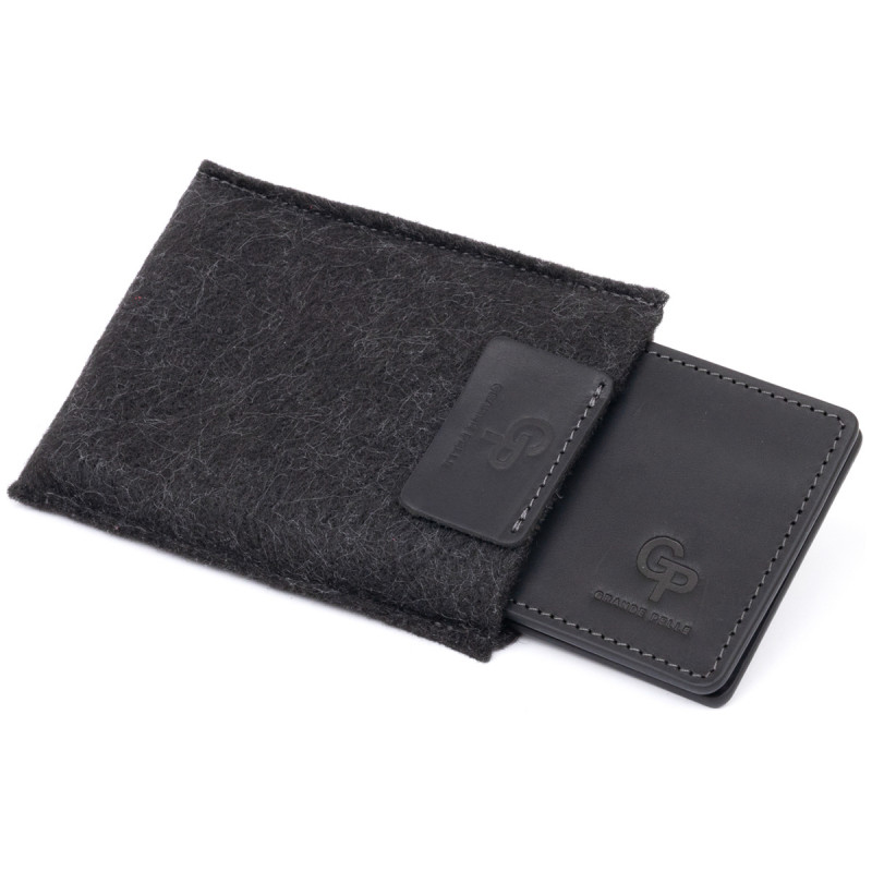 Стильний затискач для грошей без застібки GRANDE PELLE Чорний