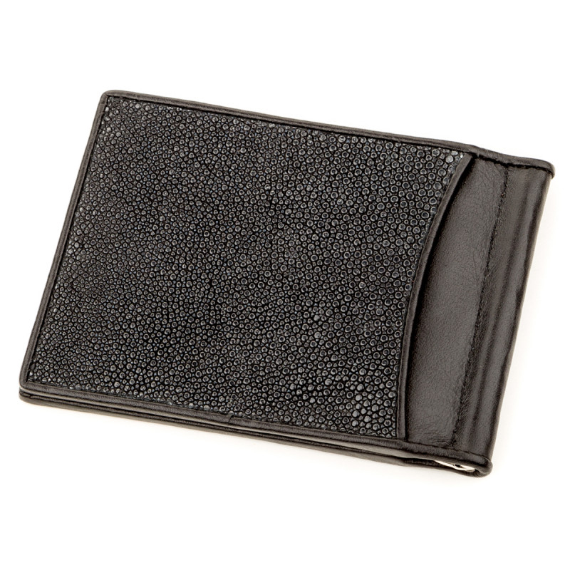 Зажим для денег STINGRAY LEATHER из натуральной кожи морского ската Черный