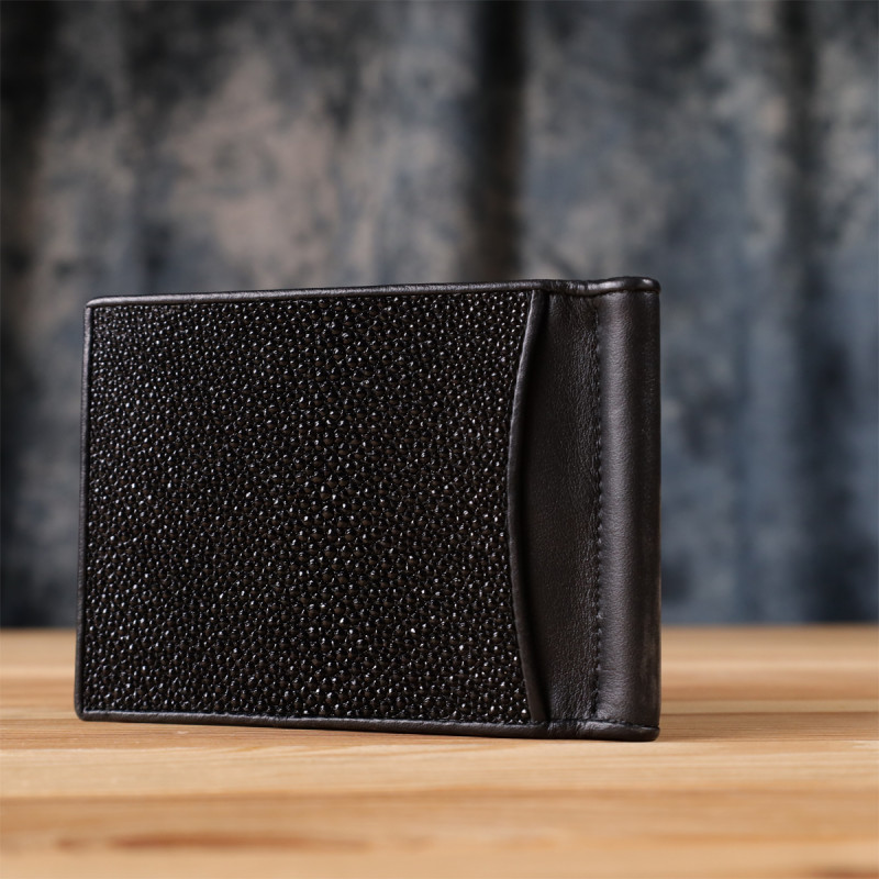 Зажим для денег STINGRAY LEATHER из натуральной кожи морского ската Черный